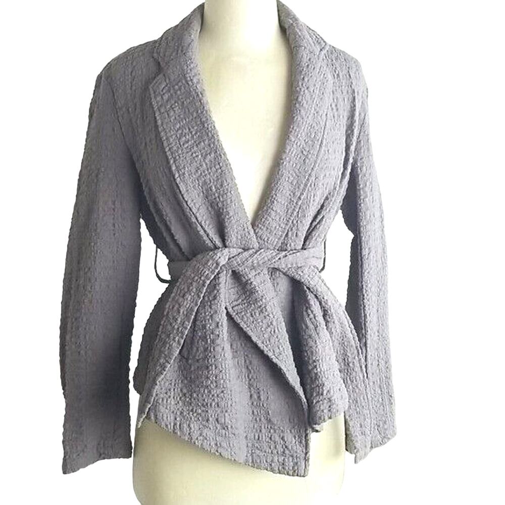 Free People Womens Textured Belted Blazer XS Open Front Jacket Boho Minimalist